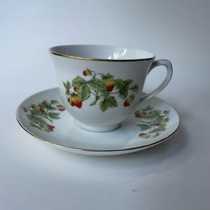 Vintage China Strawberry Tea Cup & Saucer